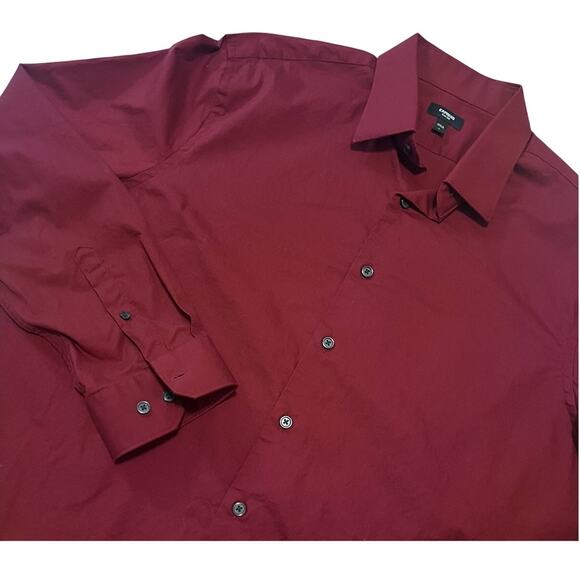 Men's Express Burgundy Button Down Shirt - Picture 2 of 5